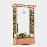 Garvee 43" × 17" × 72" Elevated Garden Bed with Trellis, Natural Fir Wood Planter Box with Canopy & 4 Drainage Holes