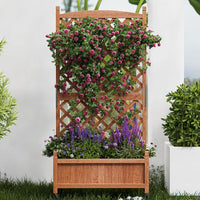 Garvee 2-Pack 29.5" × 13" × 60" Raised Garden Bed with Trellis, Wood Planter Box with Wheels & Drainage Holes
