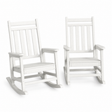 Garvee Outdoor HDPE Rocking Chairs Set of 2, High Back Adirondack Patio Rockers for Porch, White - White