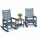 Garvee 3-Piece HDPE Adirondack Rocking Chair Set, 2 Patio Rockers and Side Table, Navy Blue - Navy Blue
