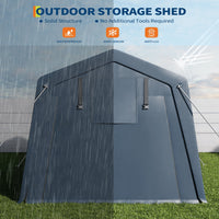 Garvee Portable Outdoor Storage Shed 6x6 FT with Dual Roll-Up Zipper Doors & Vents, 240G Heavy-Duty Waterproof PE Tarp, UV-Resistant Steel Frame, Gray, Motorcycle & Tool Shelter