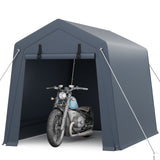 Garvee Portable Outdoor Storage Shed 6x6 FT with Dual Roll-Up Zipper Doors & Vents, 240G Heavy-Duty Waterproof PE Tarp, UV-Resistant Steel Frame, Gray, Motorcycle & Tool Shelter - Dark Grey