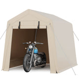 Garvee 6x6 FT Portable Outdoor Storage Shed with Dual Roll-Up Doors & Vents, 240G Waterproof PE Tarp, UV-Resistant Steel Frame, Heavy-Duty Shelter for Motorcycle & Tools - Khaki