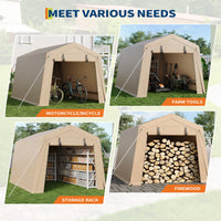 Garvee 6x6 FT Portable Outdoor Storage Shed with Dual Roll-Up Doors & Vents, 240G Waterproof PE Tarp, UV-Resistant Steel Frame, Heavy-Duty Shelter for Motorcycle & Tools