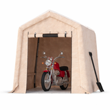 Garvee 6x6FT Outdoor Portable Storage Shed with Roll-Up Door & Vent, 240G Heavy-Duty Shelter Waterproof PE Tarp, UV-Resistant Storage Sheds for Motorcycle, Firewood, Garden and Tools, Khaki - Khaki