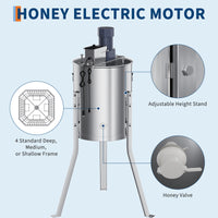 Garvee Upgraded 4 Frame Electric Honey Extractor with Side Handles, 140W Motor & Variable Speed 1300 RPM, Stainless Steel Beekeeping Equipment with Safety Auto-Stop Lid