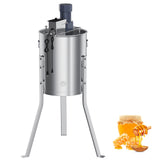 Garvee Upgraded 4 Frame Electric Honey Extractor with Side Handles, 140W Motor & Variable Speed 1300 RPM, Stainless Steel Beekeeping Equipment with Safety Auto-Stop Lid - Silver