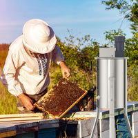 Garvee Upgraded 2/4 Frame Electric Honey Extractor with Side Handles, 140W Motor & Variable Speed 1300 RPM, Stainless Steel Beekeeping Equipment with Safety Auto-Stop Lid