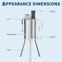 Garvee Upgraded 2/4 Frame Electric Honey Extractor with Side Handles, 140W Motor & Variable Speed 1300 RPM, Stainless Steel Beekeeping Equipment with Safety Auto-Stop Lid