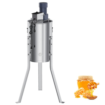 Garvee Upgraded 2/4 Frame Electric Honey Extractor with Side Handles, 140W Motor & Variable Speed 1300 RPM, Stainless Steel Beekeeping Equipment with Safety Auto-Stop Lid