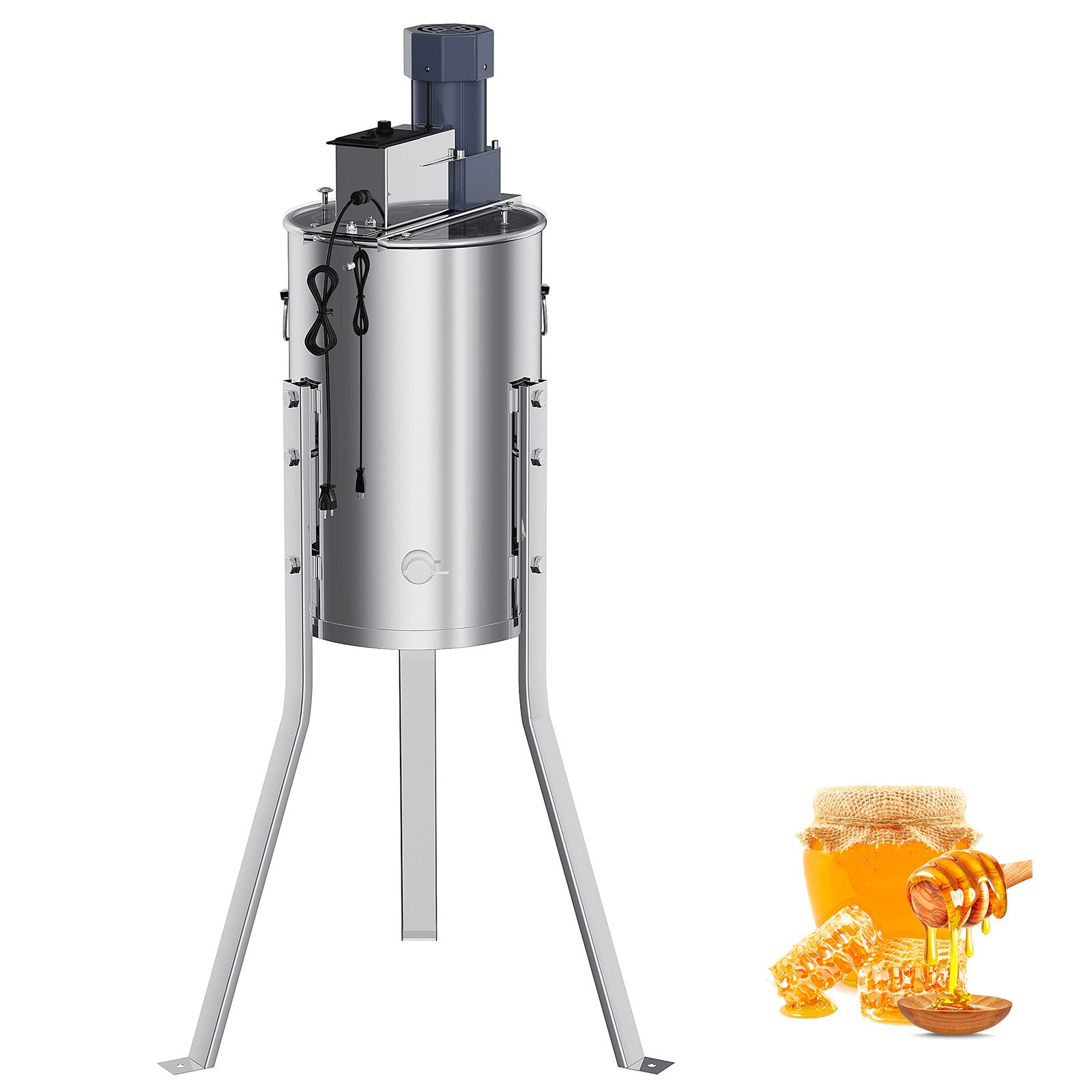 Garvee Upgraded 2/4 Frame Electric Honey Extractor with Side Handles, 140W Motor & Variable Speed 1300 RPM, Stainless Steel Beekeeping Equipment with Safety Auto-Stop Lid