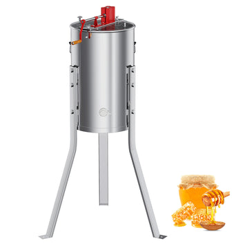Garvee Upgraded 3 Frame Manual Honey Extractor with Side Handles, Food-Grade Stainless Steel Beekeeping Extractor with Adjustable Stand and Transparent Lid