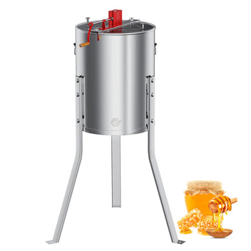 Garvee Upgraded 4 Frame Manual Honey Extractor with Side Handles, Food-Grade Stainless Steel Beekeeping Extractor with Adjustable Stand and Transparent Lid
