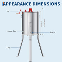 Garvee Upgraded 4 Frame Manual Honey Extractor with Side Handles, Food-Grade Stainless Steel Beekeeping Extractor with Adjustable Stand and Transparent Lid