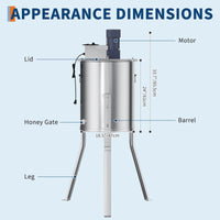Garvee Upgraded 4/8 Frame Electric Honey Extractor with Side Handles, 140W Motor & Variable Speed 1300 RPM, Stainless Steel Beekeeping Equipment with Safety Auto-Stop Lid