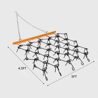 Garvee Heavy Duty 5x4.5FT Drag Harrow - 3/8" Thick Steel Mesh with Reinforced Tines, ATV/UTV Tow Behind Harrow for Leveling & Grading Soil, Arena, Pasture Black+Orange
