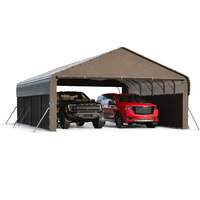 Garvee 20' x 20' x 10' Enclosed Metal Carport, Heavy-Duty Steel Garage Shelter for 2 Cars, Trucks, Boats & Tractors, Gray
