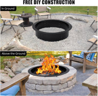 Garvee 48-Inch Smokeless Fire Pit Ring, Easy Install Iron Panels, Rust-Proof Painted Steel, Freestanding or In-Ground Use, Outdoor Camping