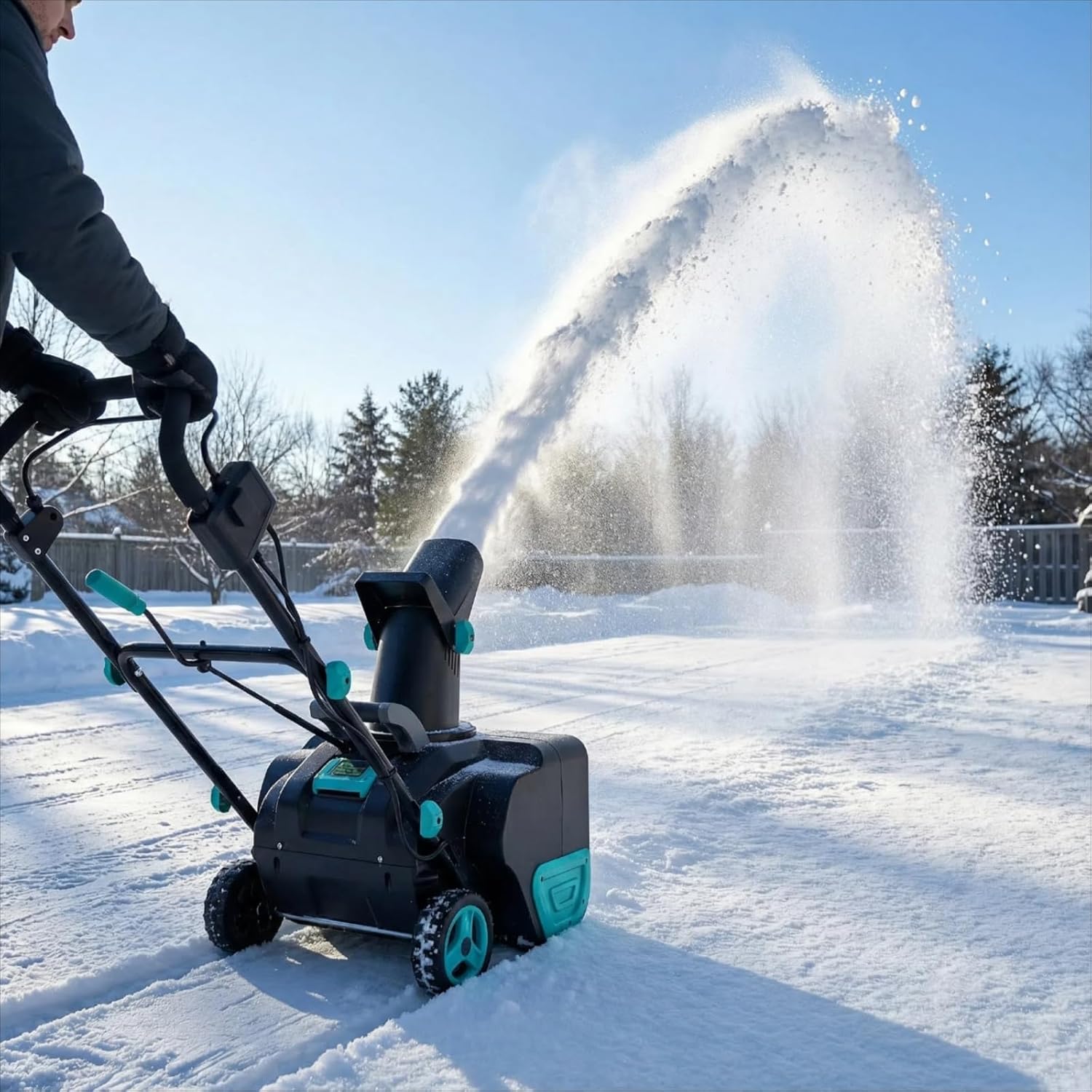 Garvee 20" Cordless Electric Snow Blower- 20V 4.0Ah Battery Powerful Motor 19.6FT Throw Distance Lightweight Maneuverable for Driveways Patios Sidewalks