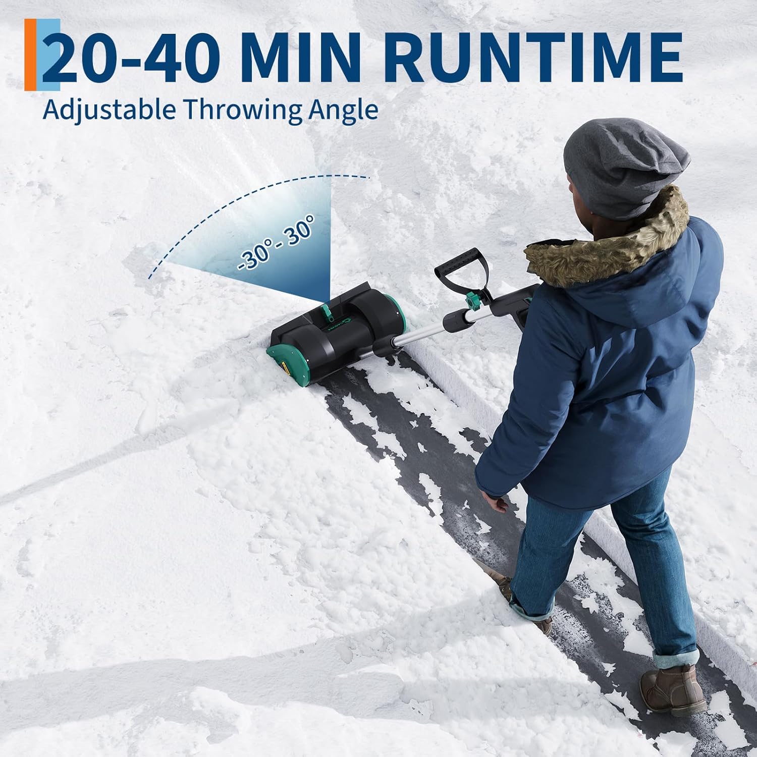 Garvee 12" Cordless Battery Powered Snow Blower - 20V Lightweight with Ergonomic Handle, Detachable Design for Steps and Decks