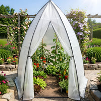 Garvee Mini Hexagonal Greenhouse 54"x54"x71", Portable Walk-In Greenhouse with PE Cover, Roll-Up Door & Mesh Window, Steel Frame for Garden Patio