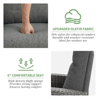 Garvee Gray Rattan Outdoor Recliner Chair with 175° Backrest, Footrest, Flip-Up Table & Light Gray Cushion