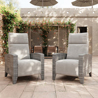 Garvee All-Weather Wicker Patio Recliner Chair with Adjustable Backrest, Footrest, Flip-Up Table & Taupe Cushion