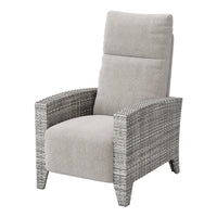 Garvee All-Weather Wicker Patio Recliner Chair with Adjustable Backrest, Footrest, Flip-Up Table & Taupe Cushion