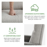 Garvee All-Weather Wicker Patio Recliner Chair with Adjustable Backrest, Footrest, Flip-Up Table & Taupe Cushion