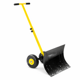 Garvee Snow Shovel with Wheels,29.1" W x 19.3" H Heavy Duty Snow Pusher for Driveway,Ergonomic Snow Pusher Shovel with Snow Removal Adjustable Angle & Height Handle for Driveway, Pavement,Yellow - Yellow