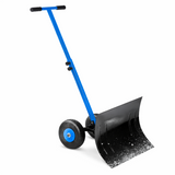 Garvee Snow Shovel with Wheels,29.1" x 14.2" Heavy Duty Snow Pusher for Driveway,Ergonomic Snow Pusher Shovel with Snow Removal Adjustable Angle & Height Handle for Driveway, Pavement,Blue - Blue