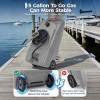 Garvee Upgraded 15-Gallon Gas Can & Fuel Tank - Portable Fuel Caddy with Manual Transfer Pump, 10FT Hose, and Wheels, Heavy-Duty Leak-Proof Design for Lawn Mowers, Tractors, Cars, Boats, ATVs, and Snow Blowers, Grey