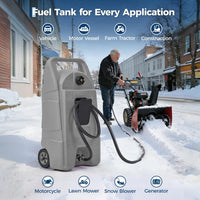 Garvee Upgraded 15-Gallon Gas Can & Fuel Tank - Portable Fuel Caddy with Manual Transfer Pump, 10FT Hose, and Wheels, Heavy-Duty Leak-Proof Design for Lawn Mowers, Tractors, Cars, Boats, ATVs, and Snow Blowers, Grey