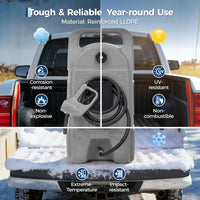 Garvee Upgraded 15-Gallon Gas Can & Fuel Tank - Portable Fuel Caddy with Manual Transfer Pump, 10FT Hose, and Wheels, Heavy-Duty Leak-Proof Design for Lawn Mowers, Tractors, Cars, Boats, ATVs, and Snow Blowers, Grey