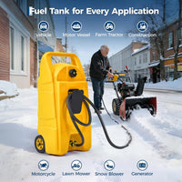 Garvee 15 Gallon Gas Can Fuel Tank Container With Manual 10 FT Siphon Pump Portable Diesel Gas Storage Caddy Wheels For Car ATV Boat Tractor Snow Blower Generator, Yellow
