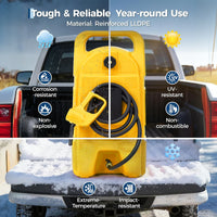 Garvee 15 Gallon Gas Can Fuel Tank Container With Manual 10 FT Siphon Pump Portable Diesel Gas Storage Caddy Wheels For Car ATV Boat Tractor Snow Blower Generator, Yellow
