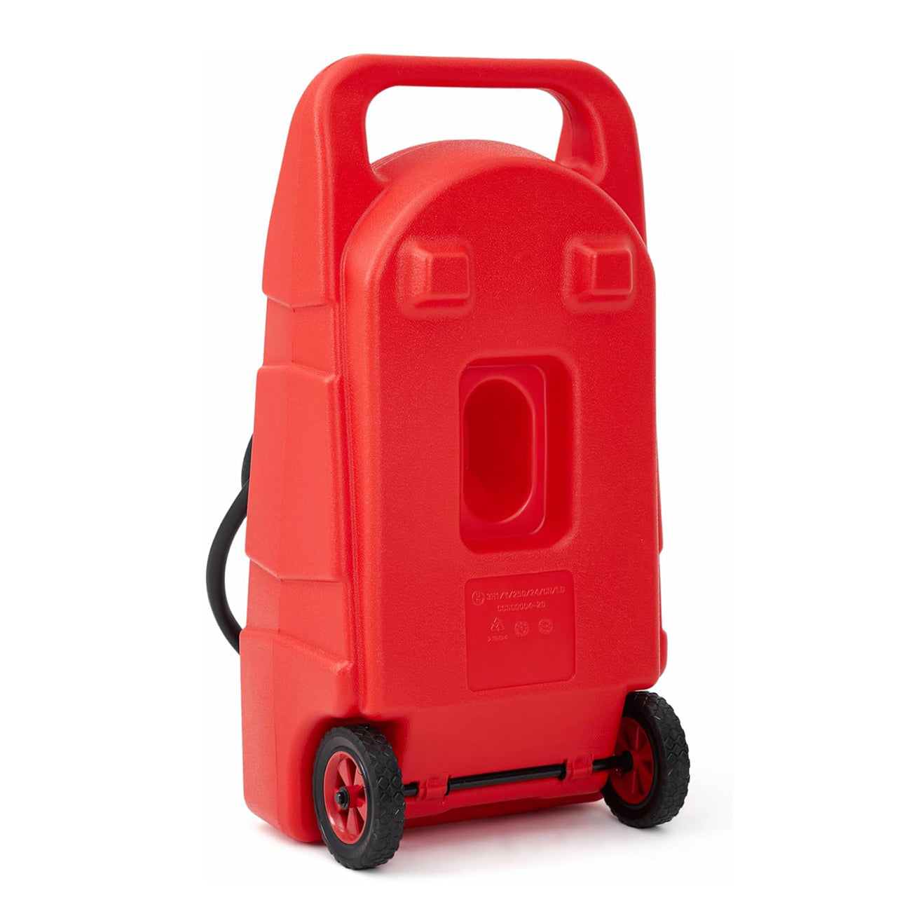 Garvee 15 Gallon Gas Can Heavy-Duty Fuel Tank With Manual Transfer Pump & 10FT Hose Portable Gas Caddy With Wheels Leak-Proof Gas Container For Lawn Mowers Cars Boats ATVs, Red