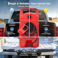 Garvee 15 Gallon Gas Can Heavy-Duty Fuel Tank With Manual Transfer Pump & 10FT Hose Portable Gas Caddy With Wheels Leak-Proof Gas Container For Lawn Mowers Cars Boats ATVs, Red