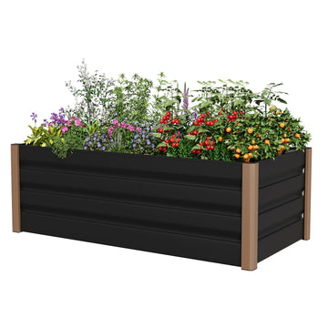 Garvee 8' × 3.3' × 1.3' Aluminum Raised Garden Bed, Heavy Duty Deep Planter Box for Vegetables & Flowers, Gray