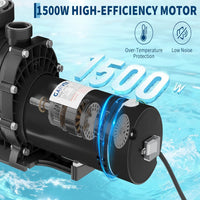 Garvee 2.0 HP Pool Pump, 1500W Dual Voltage 115/220V Above Ground & Inground Swimming Pool Pump with Strainer Basket, High Flow Water Circulation Pump