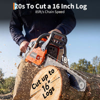 Garvee 16 Inch Gas Chainsaw 52cc 2-Stroke, 2.2KW Powerful Engine, Auto Chain Lubrication, Quick Start, Anti-Vibration, Tree Trimming & Wood Cutting