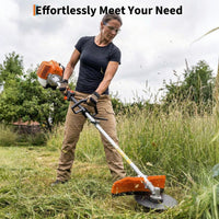 Garvee 43cc Gas String Trimmer, 3-in-1 Weed Wacker & Brush Cutter, 17" Cutting Path, Anti-Vibration, Aluminum Shaft, Shoulder Strap