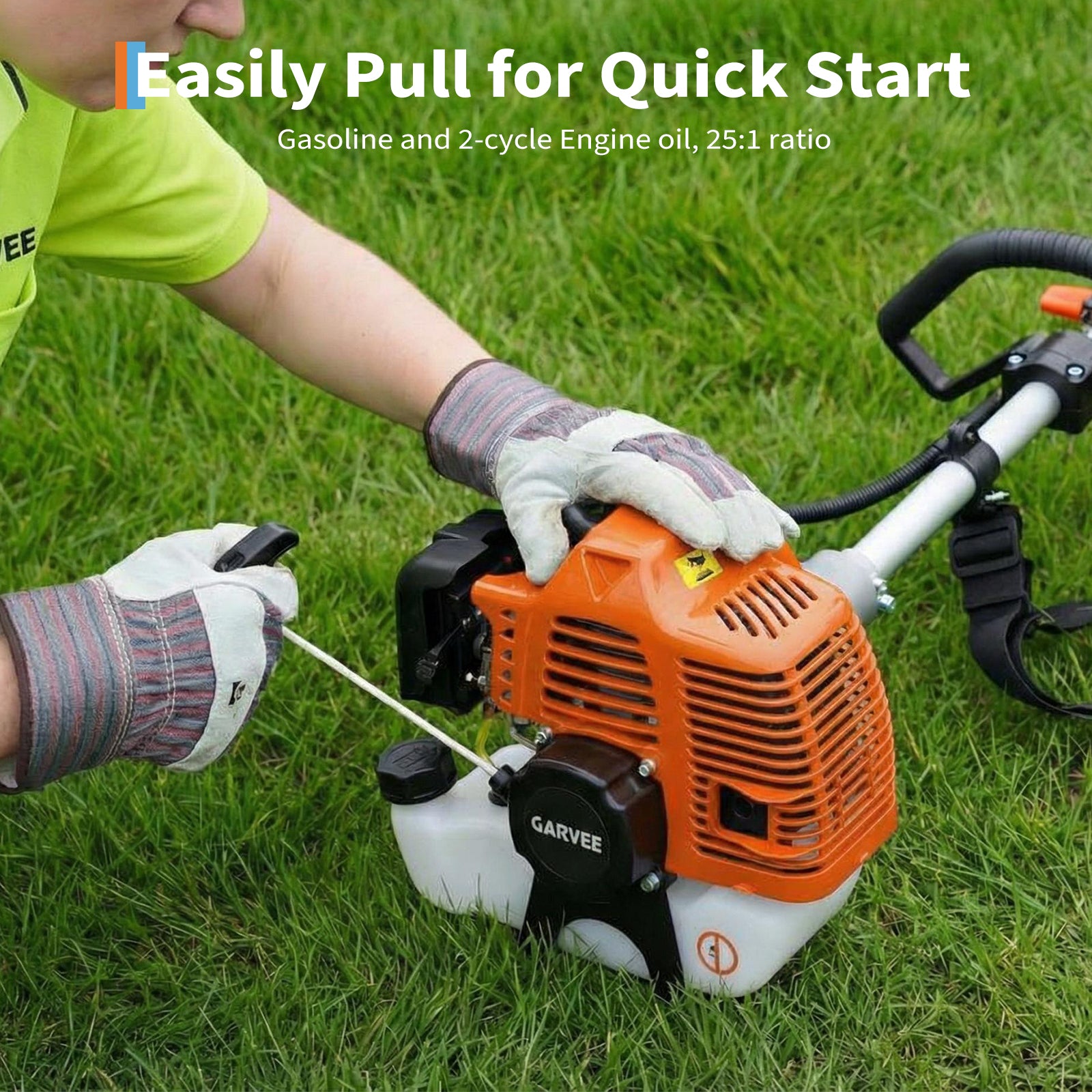 Garvee 43cc Gas String Trimmer, 3-in-1 Weed Wacker & Brush Cutter, 17" Cutting Path, Anti-Vibration, Aluminum Shaft, Shoulder Strap