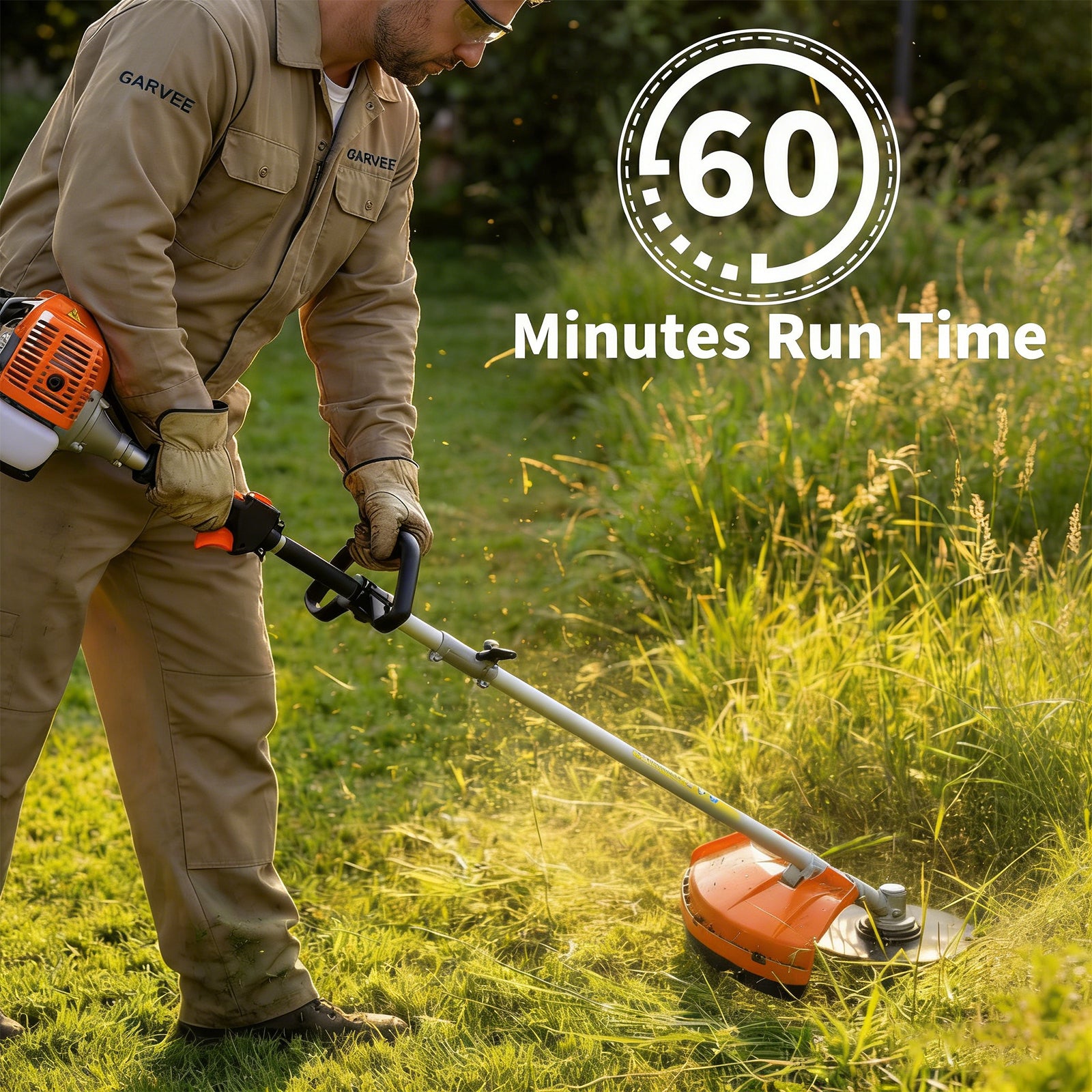 Garvee 43cc Gas String Trimmer, 3-in-1 Weed Wacker & Brush Cutter, 17" Cutting Path, Anti-Vibration, Aluminum Shaft, Shoulder Strap