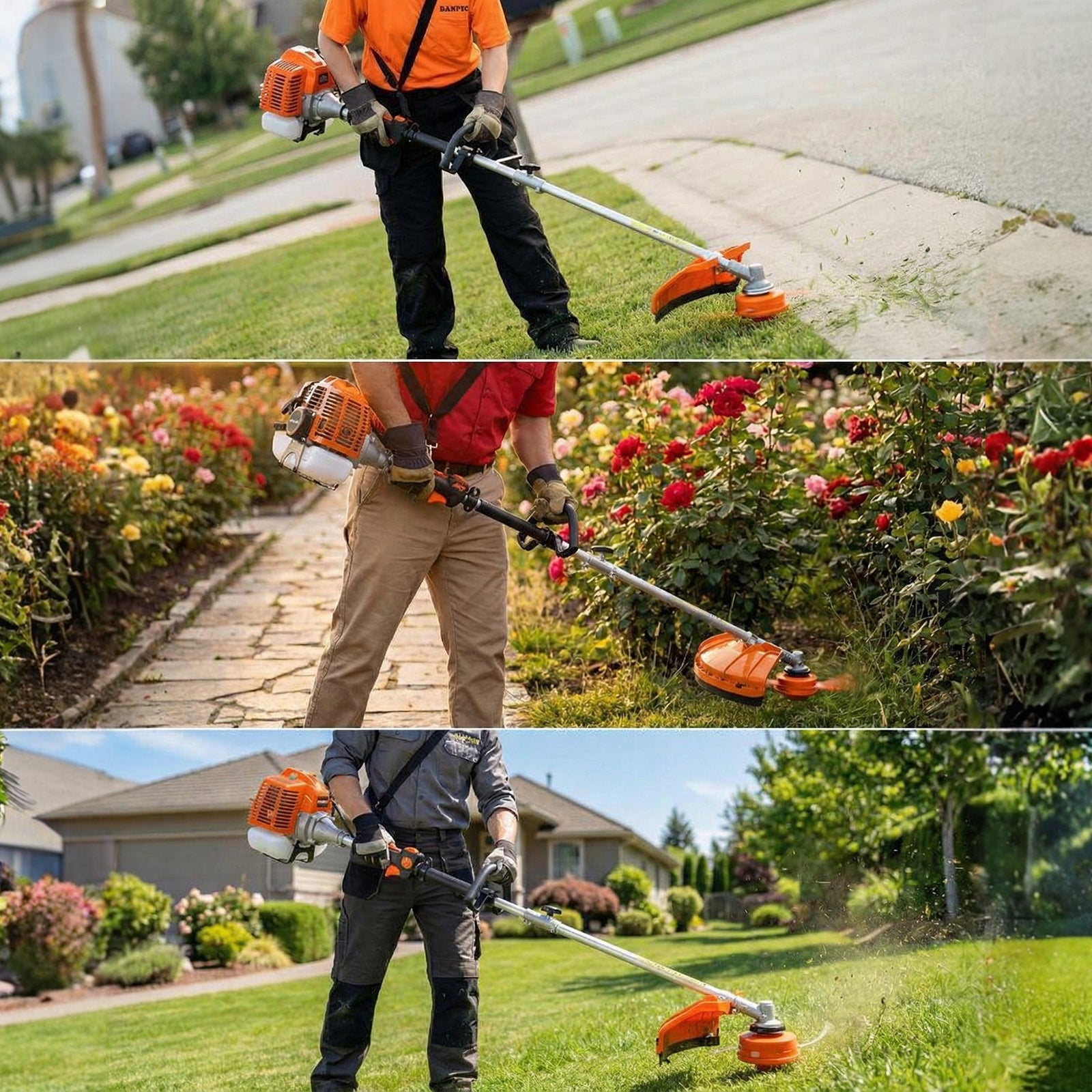 Garvee 43cc Gas String Trimmer, 3-in-1 Weed Wacker & Brush Cutter, 17" Cutting Path, Anti-Vibration, Aluminum Shaft, Shoulder Strap