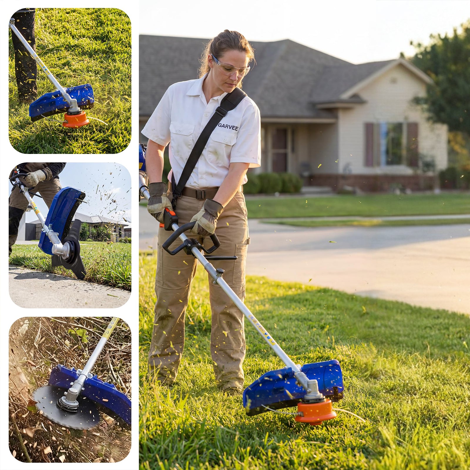 Garvee 3-in-1 Grass Trimmer, Electric String Trimmer & Brush Cutter with Blade & Trimmer Head, Lightweight Lawn Edger for Garden Care