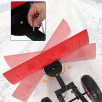 Garvee 29"W X 20"H Snow Pusher Shovel with Wheels,Heavy Duty Steel Snow Shovel with Wheels,Angled Blade Efficient Snow Removal With5-Position Angled Blade & Adjustable Handle for Doorway, Sidewalk