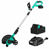 Garvee Cordless Lawn Edger 20V – 9-Inch Steel Blade, 4.0Ah Battery, Dual Wheels, Adjustable Depth for Driveway, Sidewalk & Garden, Green - Green