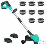 Garvee 20V Cordless String Trimmer, 12-Inch Grass Edger with 2.0Ah Battery & Charger, 8 Replacement Spools, Lightweight Electric Weed Wacker for Lawn, Patio & Garden, Black & Blue - Blue