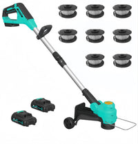 Garvee 20V Cordless String Trimmer, 12-Inch Grass Edger with 2.0Ah Battery & Charger, 8 Replacement Spools, Lightweight Electric Weed Wacker for Lawn, Patio & Garden, Black & Blue